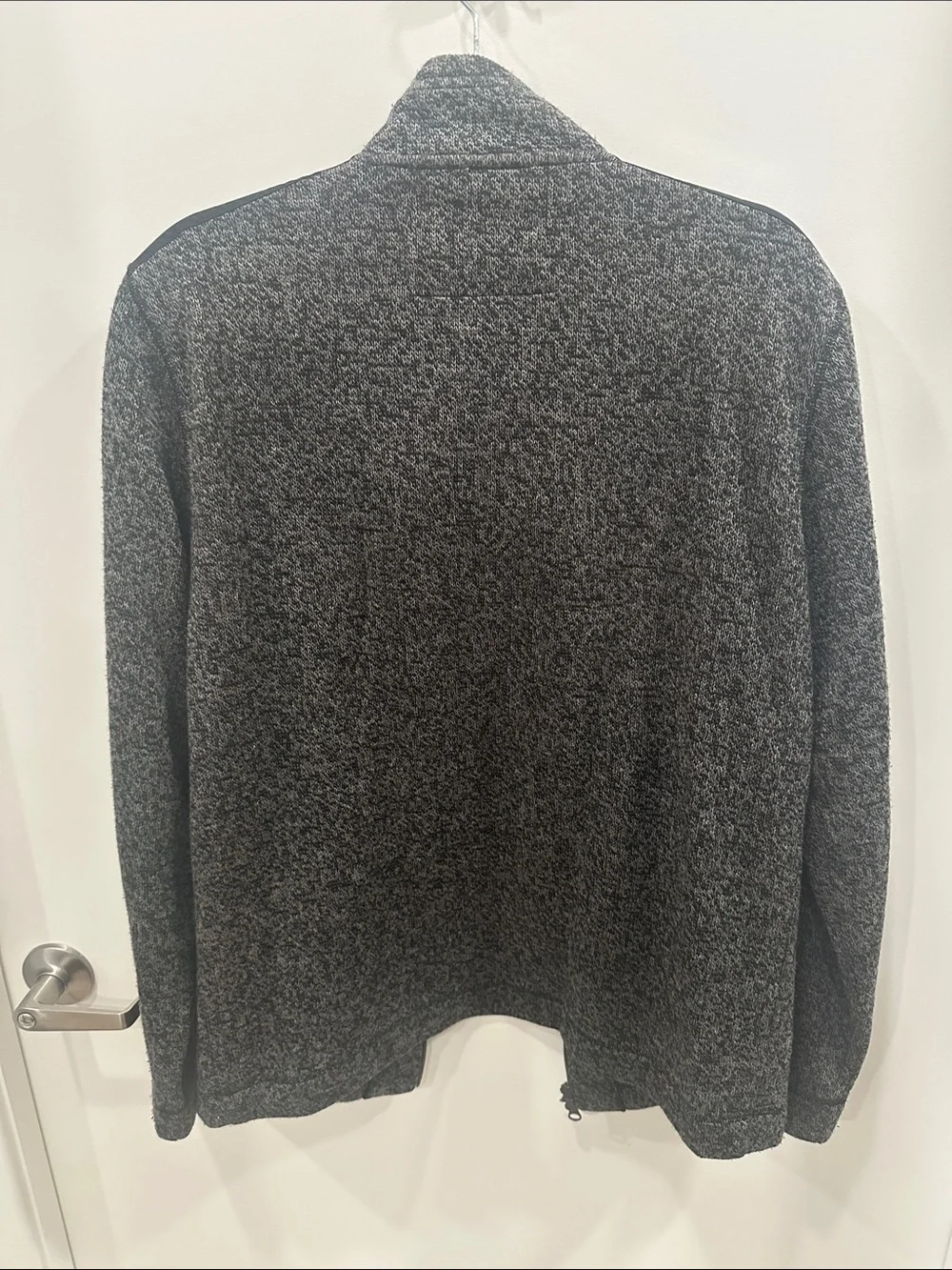 Banana Republic Men's Heather Grey and Black Full-Zip Sweater Jacket